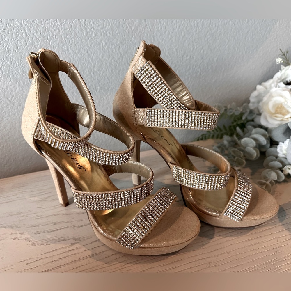 Women’s Gold High Heels with Diamonds